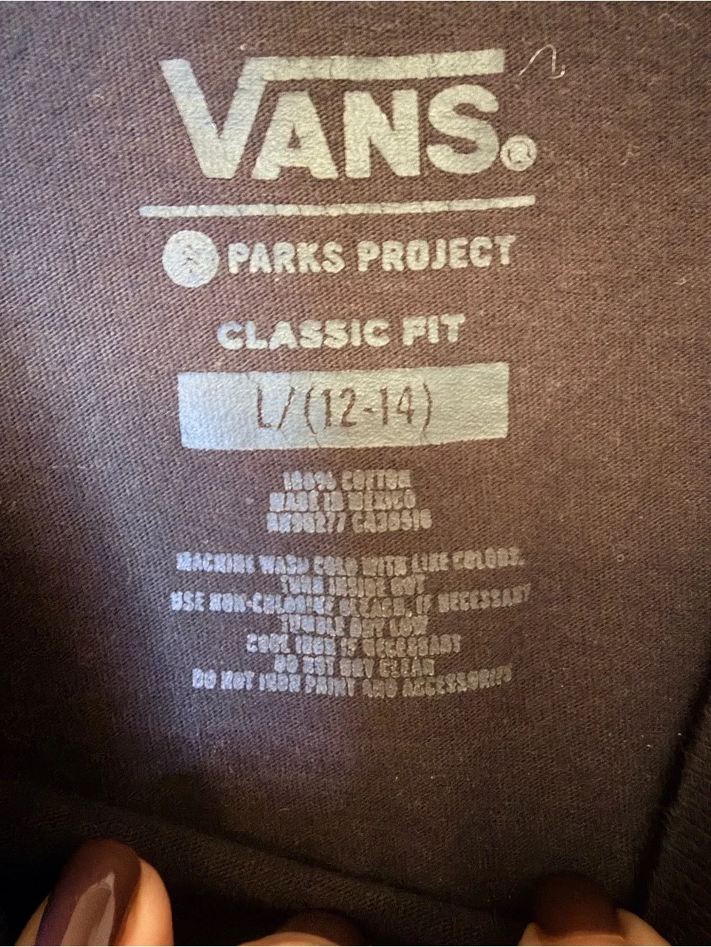Vans Parks Project Youth L 12-14 Black Long Sleeve Tee Wild & Free Graphic
